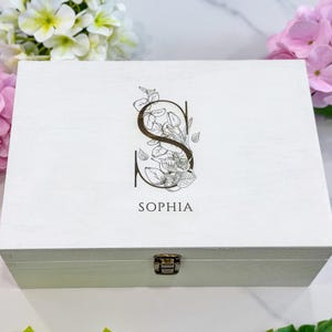 Personalized Wooden Baby Keepsake Box: Engraved Newborn Memory Box image 7