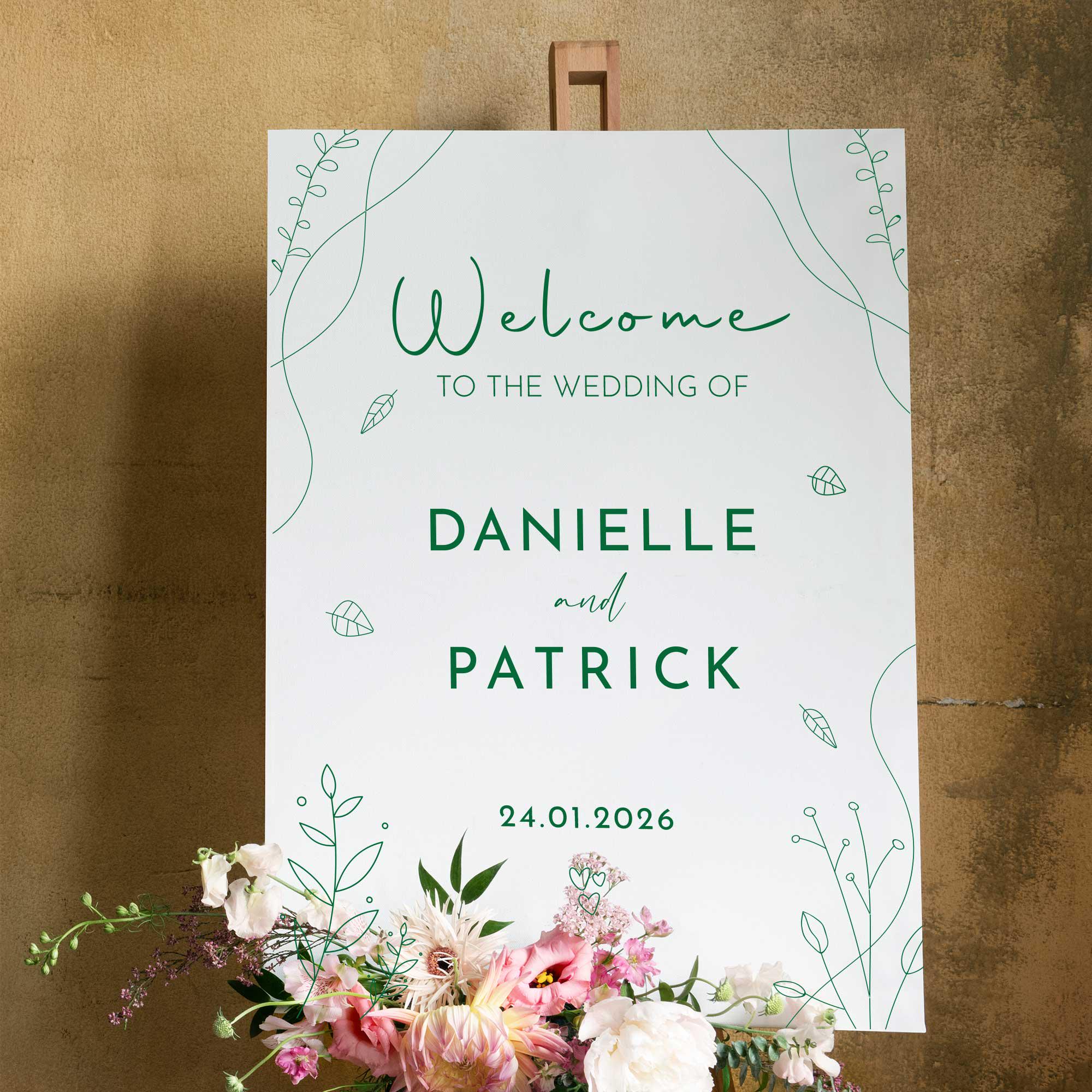 Custom Printed Engagement, Ceremony sign, Personalised Wedding Welcome sign in White foam board