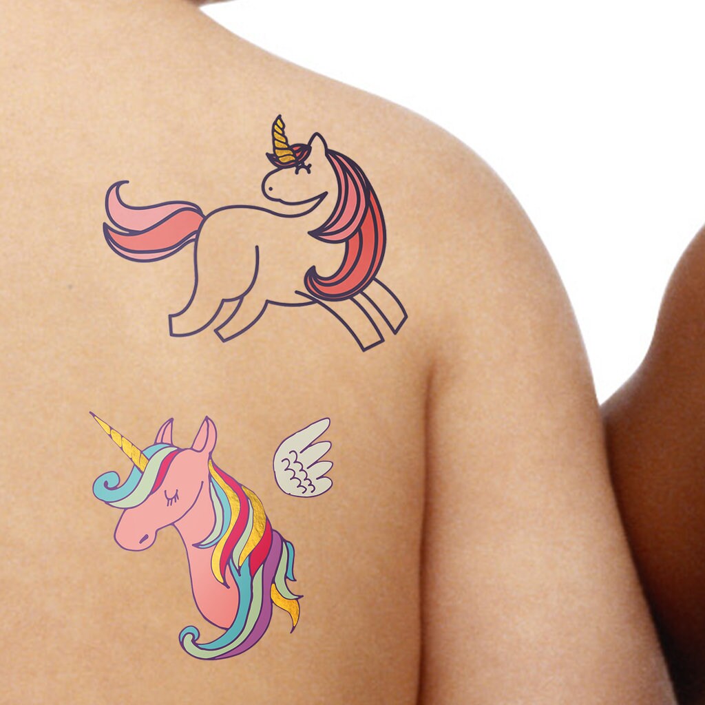 Unicorn Temporary Tattoo, Metallic Gold, Birthday Party Favor - Etsy, image size:1024x1024