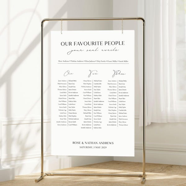 Plan de salle de mariage personnalisé, panneau en mousse personnalisé