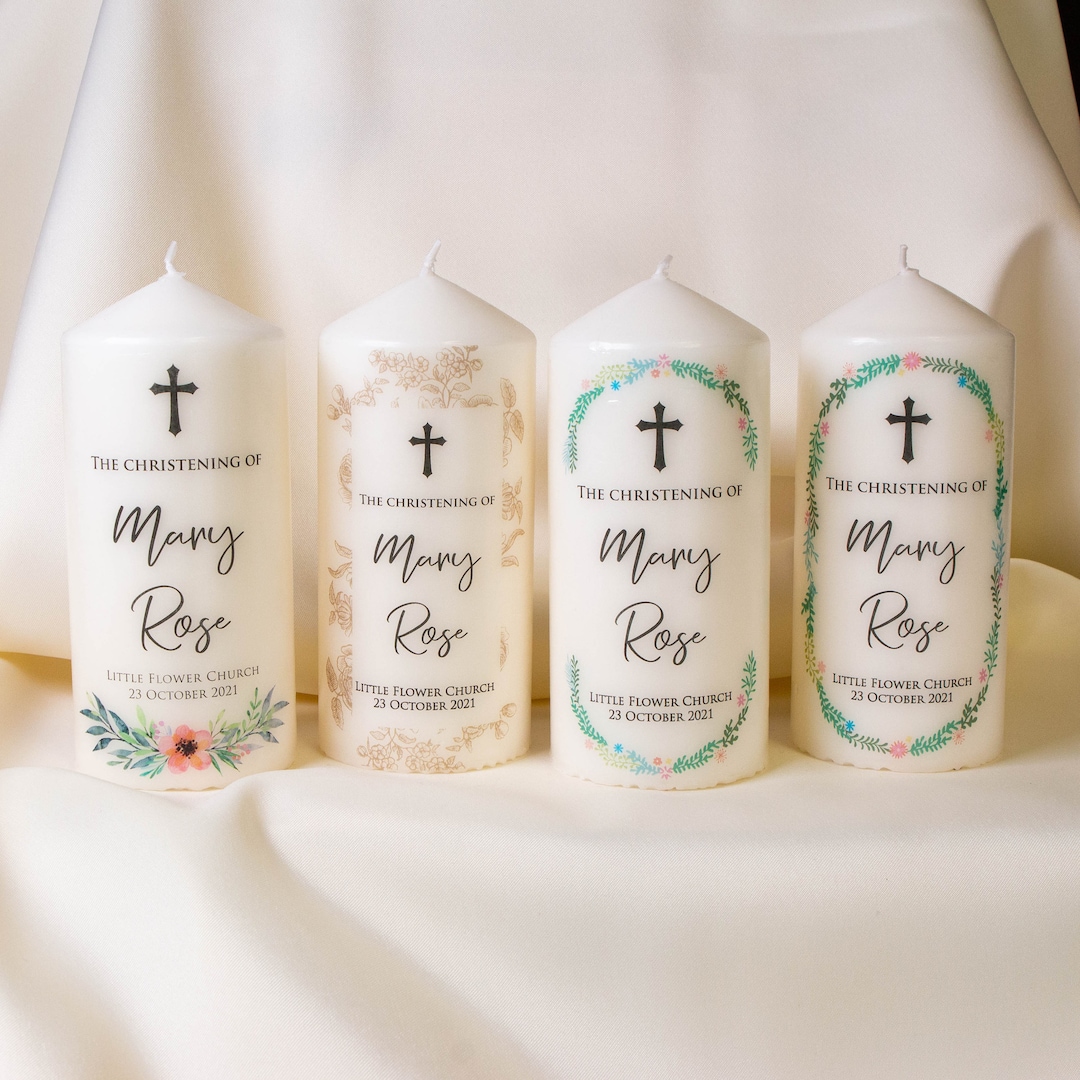 Personalised Baptism Candle, Christening Gift Decorative Decals