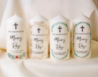 Personalised Baptism Candle, Christening gift Decorative Decals, Wedding Unity Candle, Christening Candle