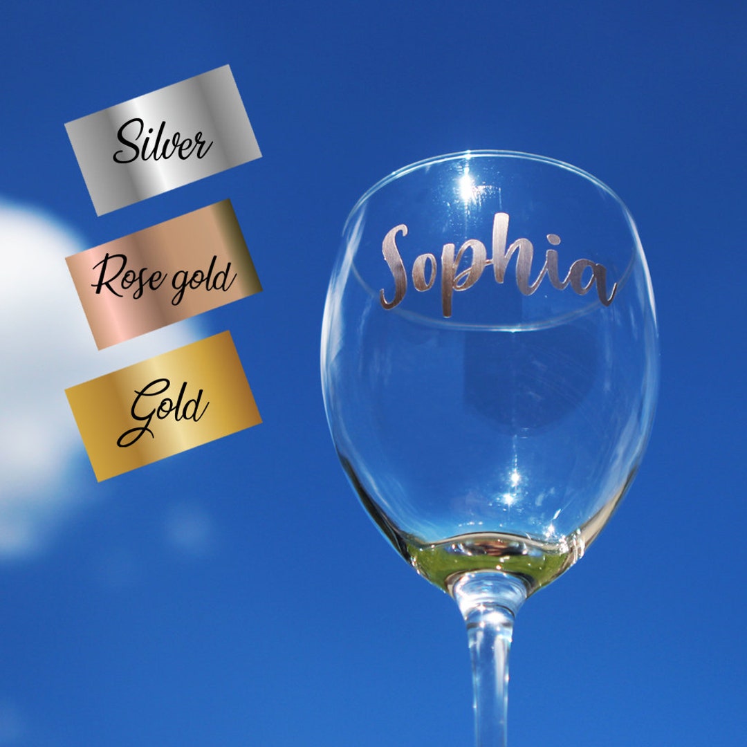 Custom Wine Glass Metallic Decals, Wedding Favours, Bridesmaid Gift