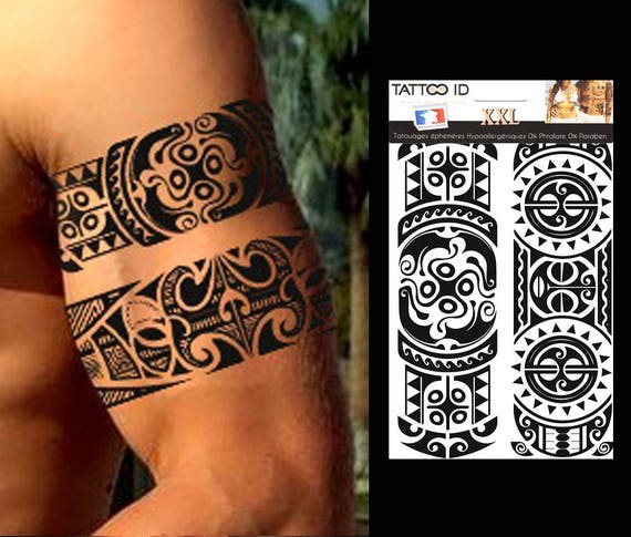 Tatouage Ephemere Temporaire Polynésien Tribal Maori Tattooid Xxl Hypoallergénique Fabriqué En France 22cm X 145cm Homme Femme