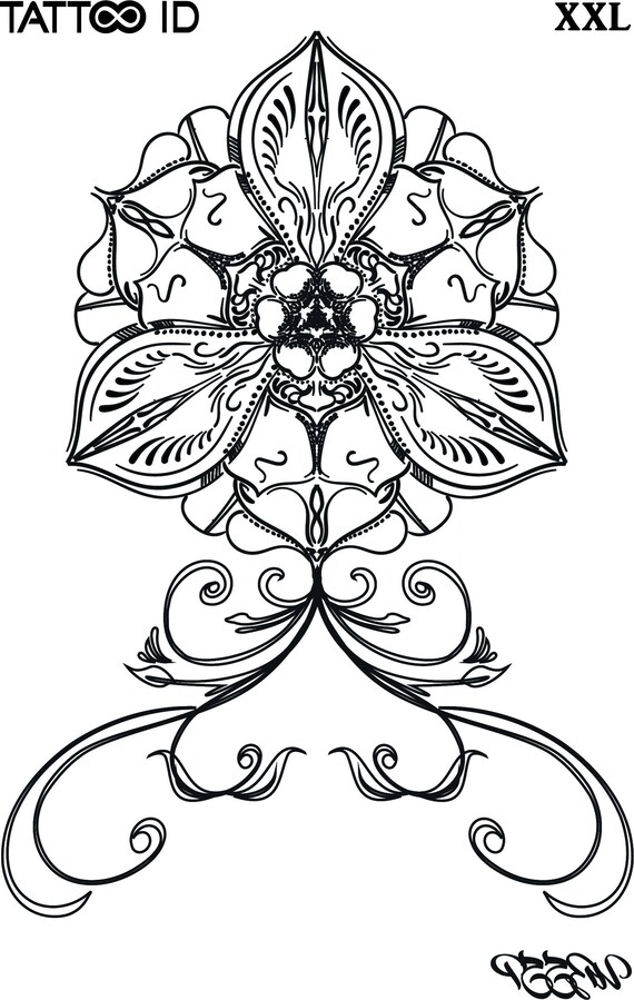 Tatouage Ephemere Temporaire Femme Fleur Orchidée Lotus Tattooid Xxl Hypoallergénique Fabriqué En France 22cm X 145cm Femme