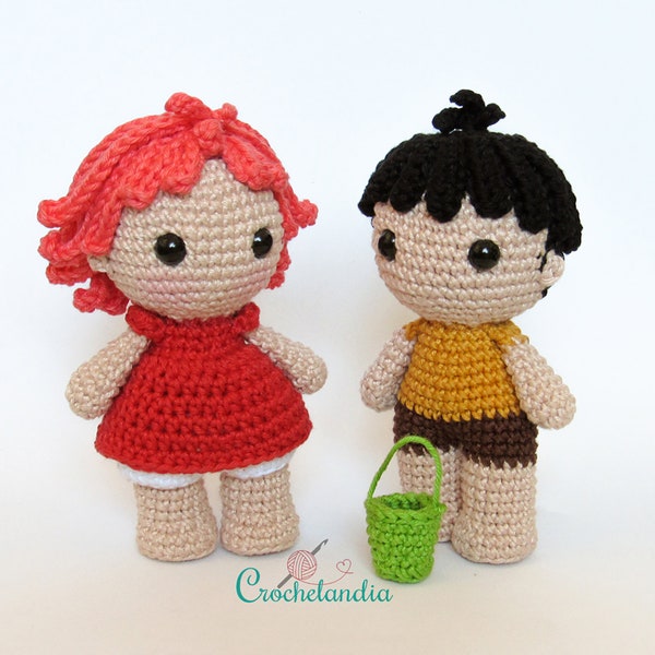 PDF: Ponyo & Sosuke amigurumi - crochet pattern by Crochelandia