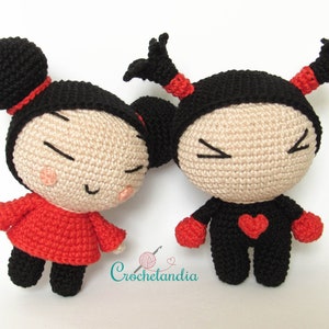 PDF: Pucca and Garu amigurumi doll - crochet pattern by Crochelandia