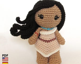 Pocahontas amigurumi pop - haakpatroon in PDF-formaat van Crochelandia - Engels, Spaans en Braziliaans Portugees