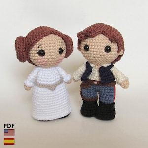 PDF: Amigurumi-Puppe inspiriert von Leia und Solo – Häkelanleitung von Crochelandia