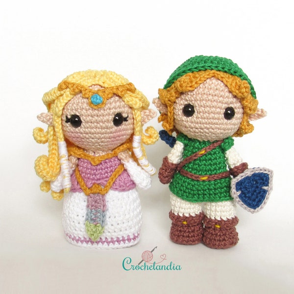 PDF: Zelda and Link inspired amigurumi doll - crochet pattern by Crochelandia