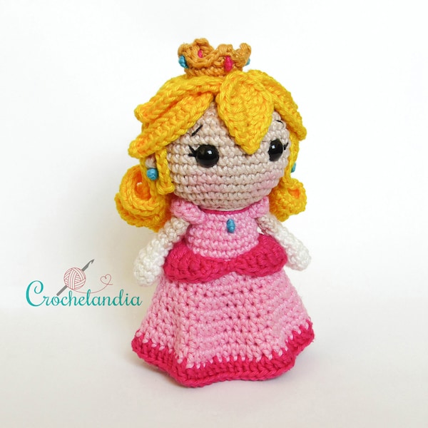 PDF: Princess Peach inspired amigurumi doll - crochet pattern by Crochelandia