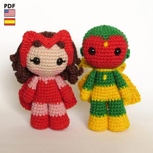 PDF: Scarlet Witch and Vision amigurumi - crochet pattern by Crochelandia