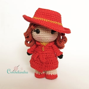 PDF: Carmen Sandiego inspired amigurumi doll - crochet pattern by Crochelandia