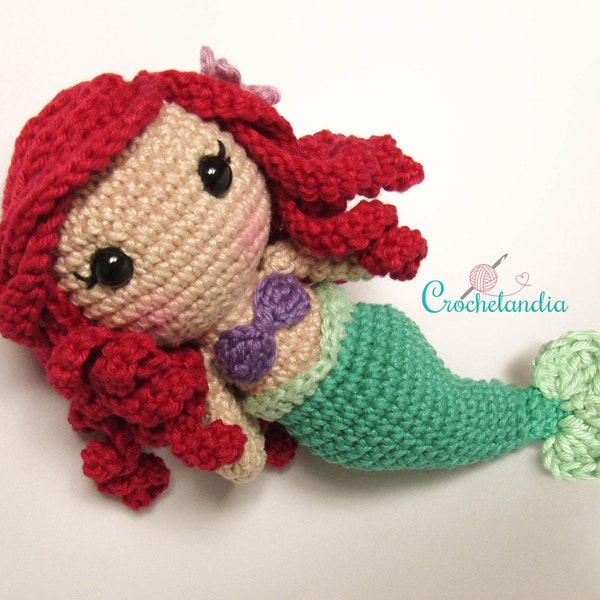PDF: Ariel Mermaid inspired amigurumi doll - crochet pattern by Crochelandia