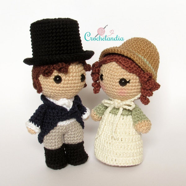 PDF: Toy Art Mr. Darcy and Elizabeth amigurumi - crochet pattern by Crochelandia