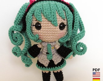 Muñeca amigurumi de Hatsune Miku - Patrón de crochet en PDF de Crochelandia - Inglés