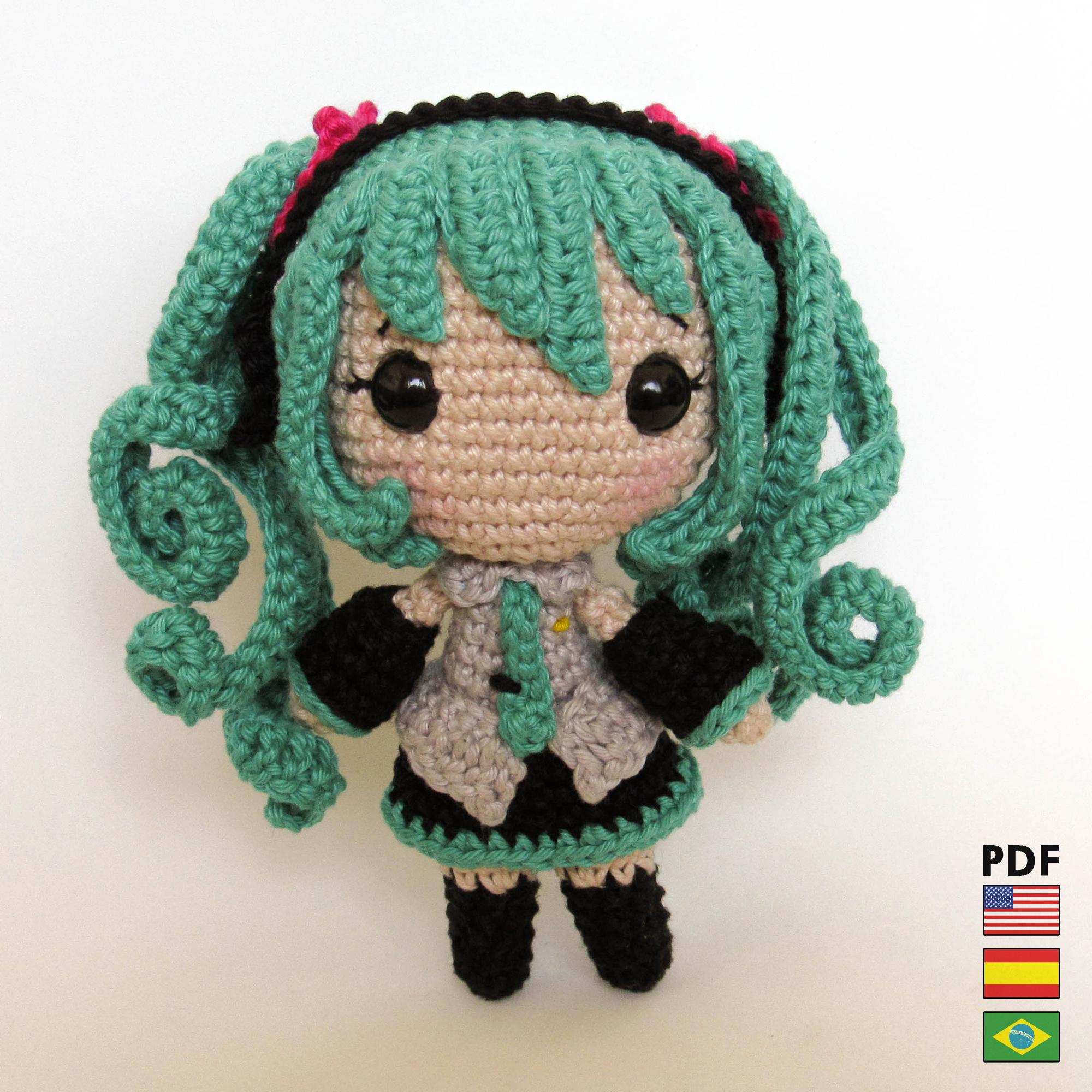 初音ミクのあみぐるみ人形 - Crochelandiaによるかぎ針編みPDFパターン