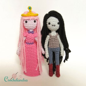 PDF : Poupées amigurumi inspirées de Marceline et Bubblegum - patron au crochet par Crochelandia
