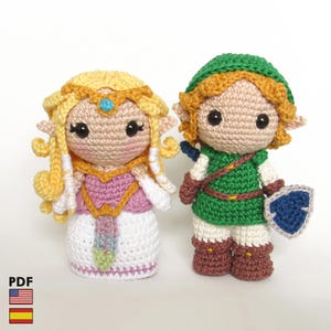 PDF: Zelda and Link inspired amigurumi doll - crochet pattern by Crochelandia