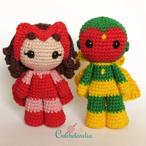 PDF: Toy Art Scarlet Witch and Vision inspired - crochet pattern by Crochelandia