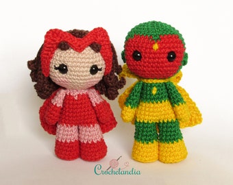 PDF: Toy Art Scarlet Witch and Vision inspired - crochet pattern by Crochelandia