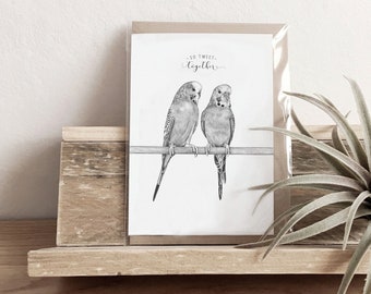 Love Greeting Card Budgies Anniversary