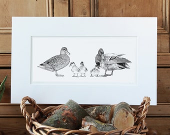 Mallard Duck Family Art Print Giclee Limited Edition