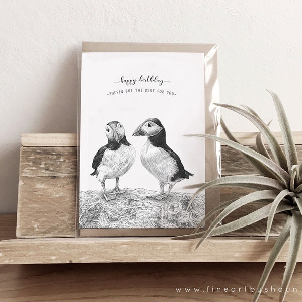 Puffins Birthday Greeting Card