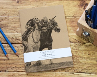 Personalised Horse Racing A5 Sketch Notepad Kraft