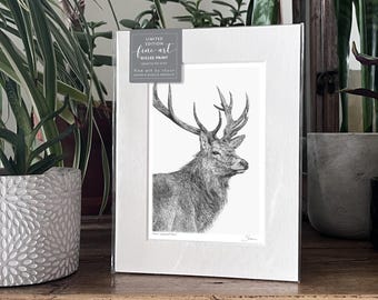 Impresión artística de ciervo en edición limitada Giclée