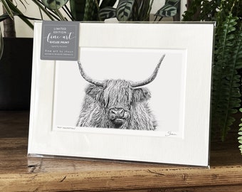 Impresión artística de vaca de las Tierras Altas en Giclée, edición limitada