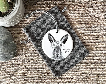 Hare Floral Ceramic Decoration Keepsake