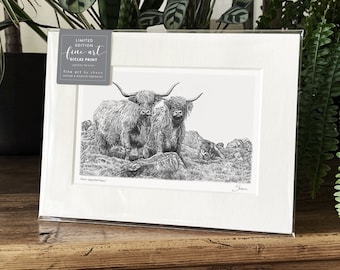 Impresión artística de vaca de las Tierras Altas en Giclée, edición limitada