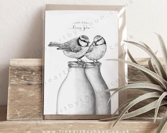 Biglietto di auguri di compleanno con cinciallegre