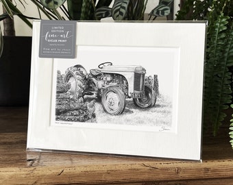 Vintage Tractor Fergie Art Print Giclee Limited Edition