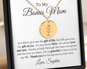 Personalized Birth Flower Necklace - Gift for Bonus Mom