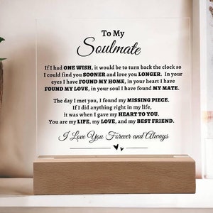 Gift For Soulmate Gift |Custom Night Light Valentines Day Gift | Soulmate Valentine Birthday Christmas Anniversary Gift