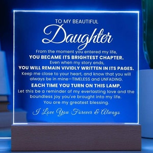 Lámpara LED personalizada con mensaje sincero con lámpara LED/regalo de cumpleaños de Navidad para hija/regalo de mamá y papá a hija/recuerdo para hija