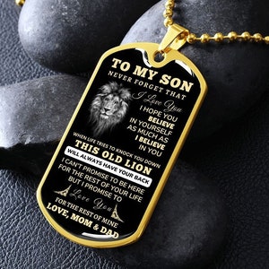 To My Son Dog Tag Necklace, Dog Tag Necklace, Gift for Son Military Dog Tag, Son Necklace, Son Birthday Gift, Christmas Gift, Gift From Mom