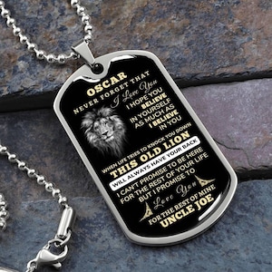 Collana personalizzata con targhetta per cani a mio figlio / Regalo di Natale per la laurea di compleanno del figlio / Targhetta per cani con nome personalizzato inciso / Laurea militare O