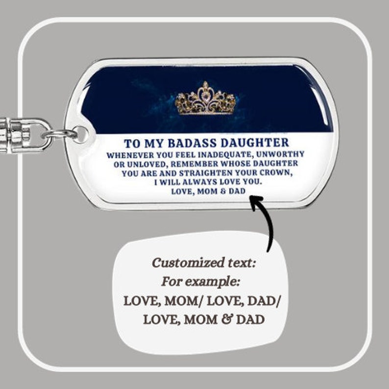 "To My Badass Daughter" Keychain - Personalized Stainless Steel Gift From Mom Or Dad, I Will Love You Always - View #3
