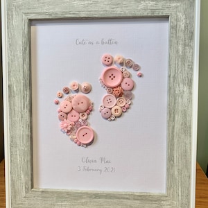 Personalised Baby Girl Button Art