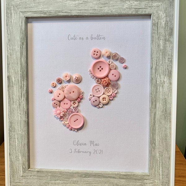 Personalised Baby Girl Button Art