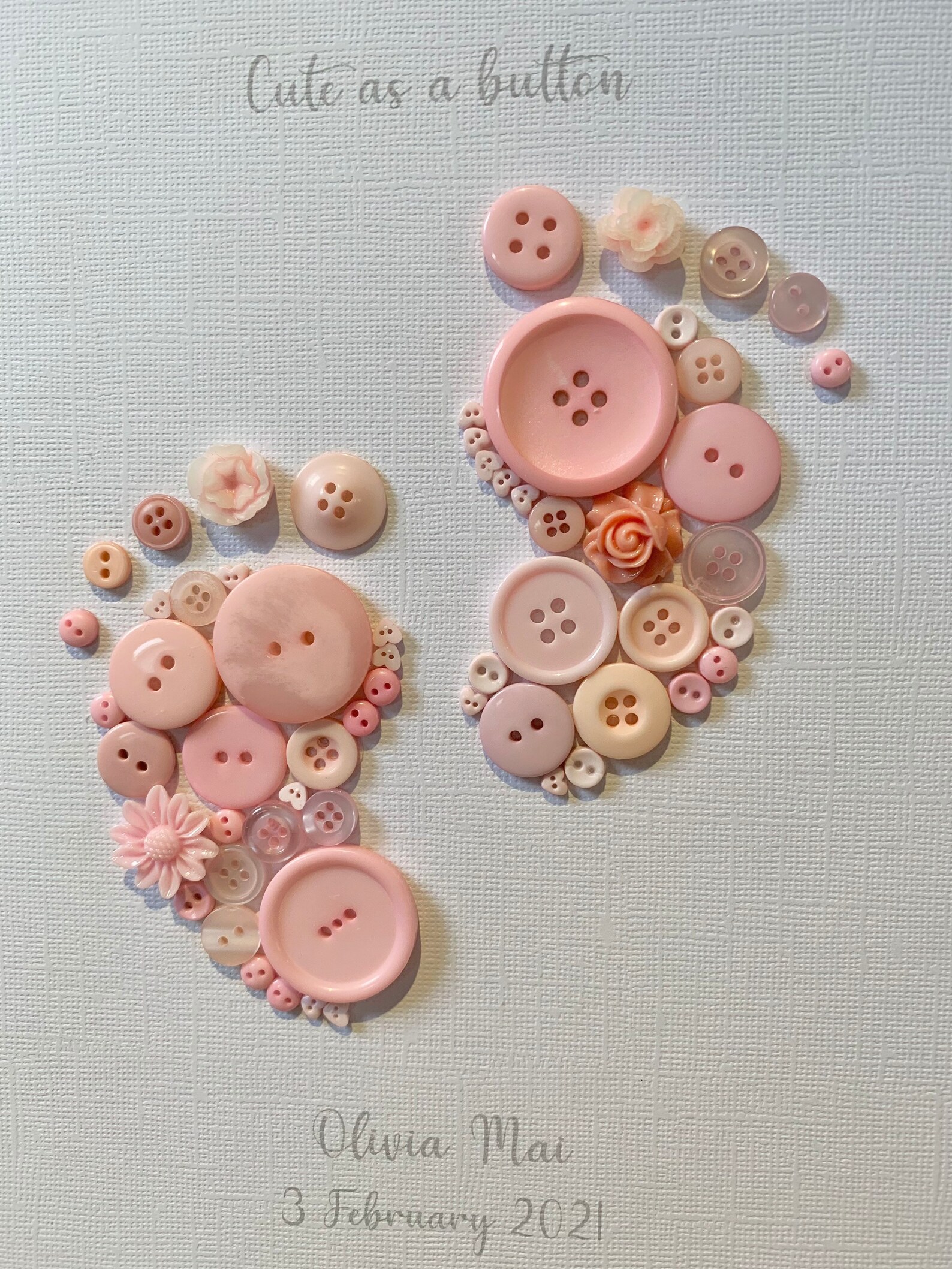 Personalised Baby Girl Button Art Etsy