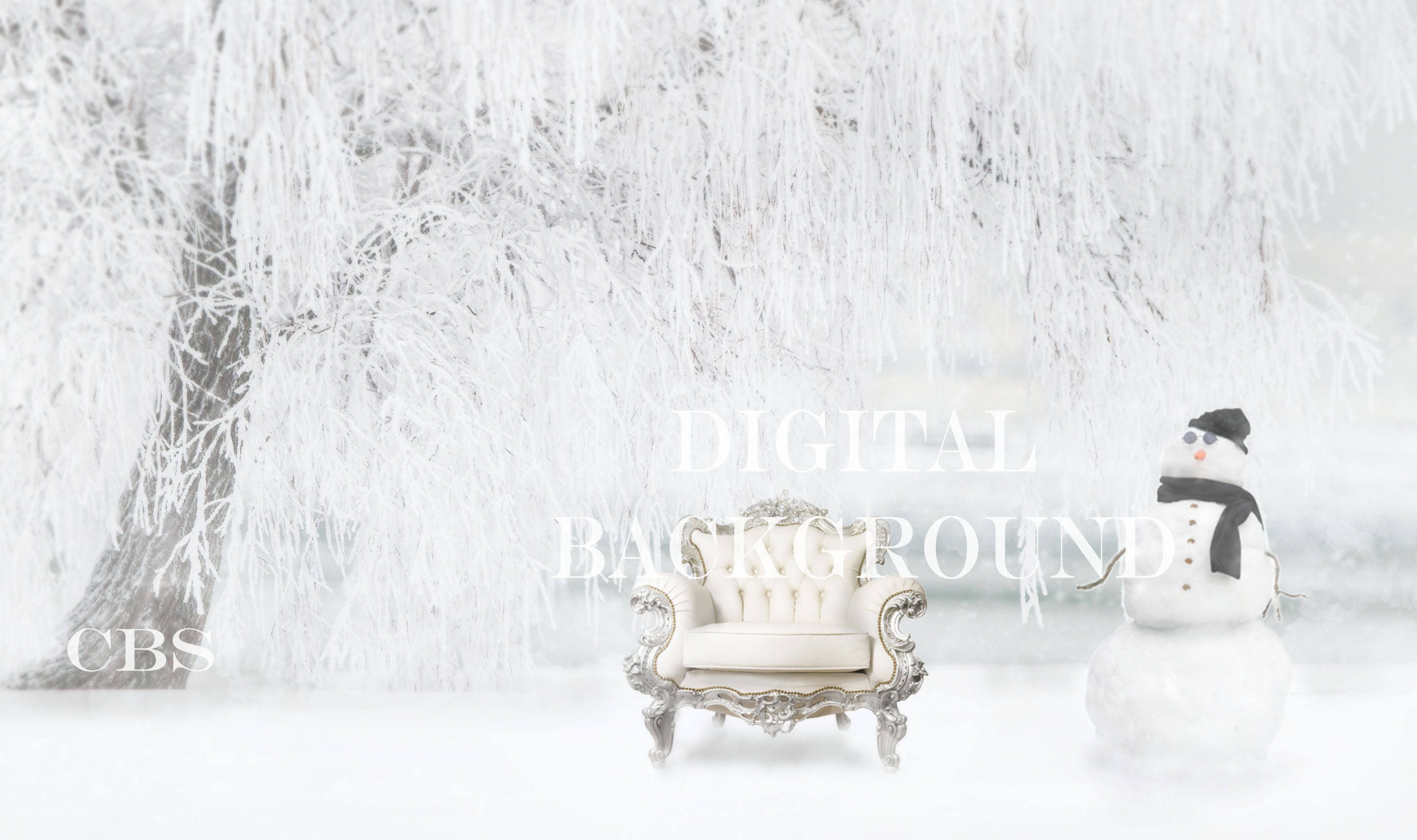 Christmas Digital Background Chair & Snowman - Etsy India