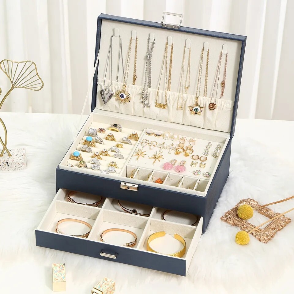 Kids Jewelry Box, PU Leather Made Jewelry case with 21/32/37 Pieces Little  Girls Jewelry Set, 2/3/4Layers Portable Travel Jewelry case for Earrings  Bracelets Rings Hair Accessories 