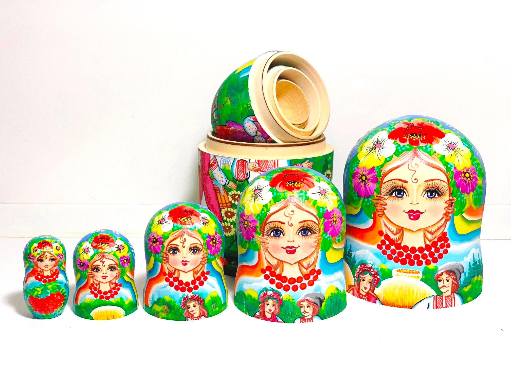 75 19 cm Nesting dolls in ukrainian style 5 pcs Etsy