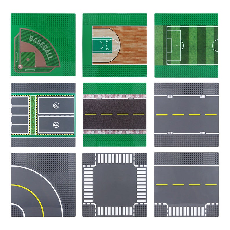 City Series Building Scene Kit DIY Baseplate 32*32 Studs 10*10 inches Compatible with Major Bricks Sport Field Court