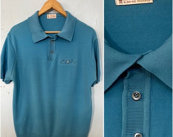 Vtg 60s gents polo shirt - Towncraft - Ban-Lon. .100% Chemstan . XL Penneys