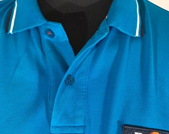 M Ellesse Polo shirt turquoise blue & white trims